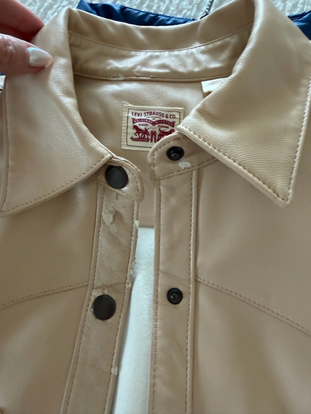 Levi's Beige/Tan Soft Leather Snap-Front Jacket - vegan